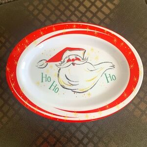 Bethany Lowe Designs Oval Malamine Santa Ho Ho Ho Christmas Plates Set of 6